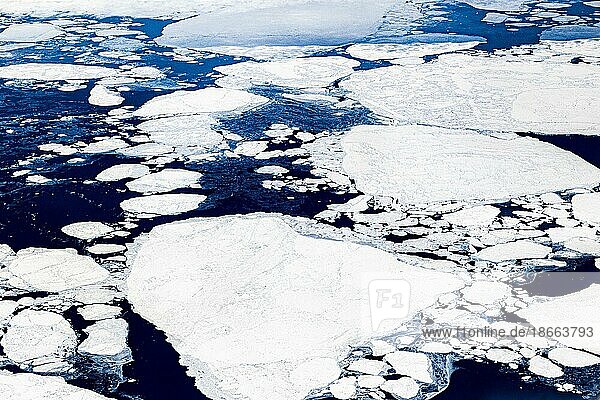 Leon Kuegeler photothek.de  Greenland  View from a plane onto pack ice near Greenland  North America