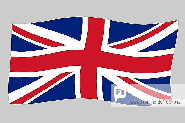 Flagge des Vereinigten Königreichs (UK) alias Union Jack  der im Wind weht