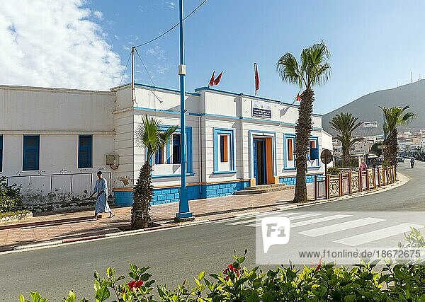 Ecole Halima Essaodia school Art Deco architecture Spanish colonial building  Sidi Ifni  Morocco  North Africa  Africa