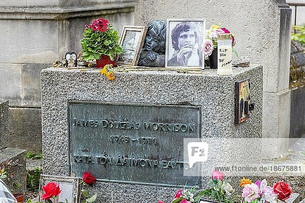 Grabstätte von Jim Morrison  Friedhof Pere Lachaise  Paris  Frankreich  Europa