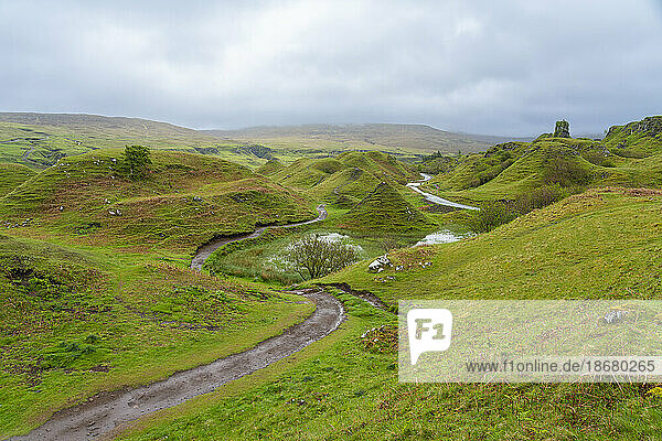 Landscapes in Fairy Glen  Isle of Skye  Inner Hebrides  Highland Region  Scotland  United Kingdom  Europe