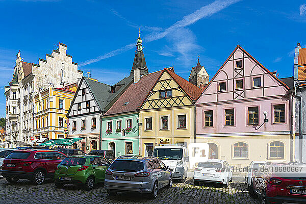 Houses at Marketplace square in Loket  Sokolov District  Karlovy Vary Region  Bohemia  Czech Republic (Czechia)  Europe