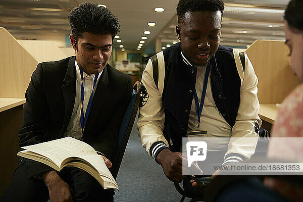 University students studying in library
