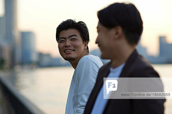 Japanese men portrait in downtown Tokyo