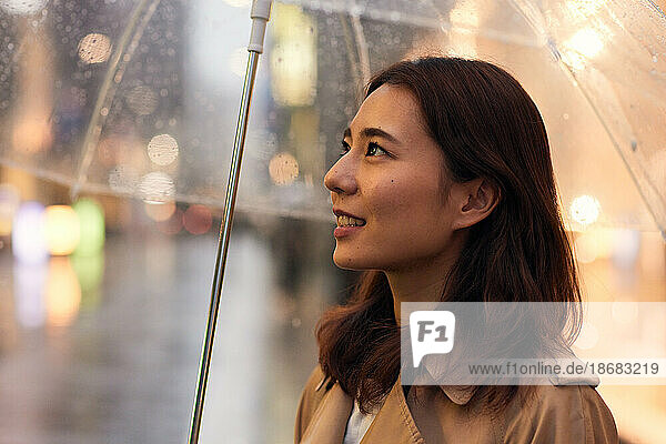 Japanese woman in the rain