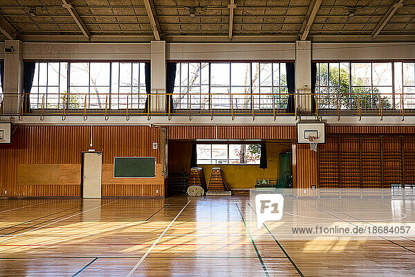 Empty school gymnasium