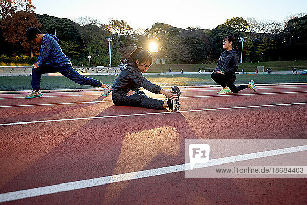 Japanese athletes training