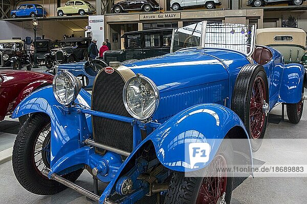 1927 Bugatti Type 44  French 8-cylinder line classic automobile  oldtimer  antique vehicle at Autoworld  vintage car museum  Brussels  Belgium  Europe