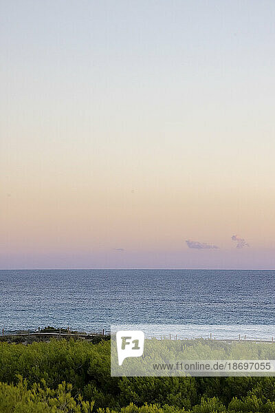 Spain  Balearic Islands  Formentera  Sky over Mediterranean coast at dusk