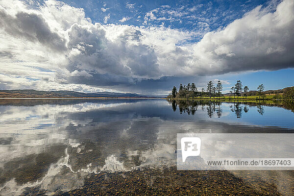UK  Scotland  Clouds reflecting in Loch Shiel