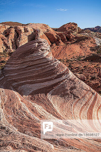 Vast landscape of sandstone rock in the Valley of Fire State Park  Nevada  USA; Nevada  United States of America