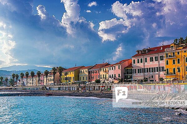 PORTO MAURIZIO  ITALY - SEP 4  2018: Architecture of Porto Maurizio  Liguria  Italy  Europe