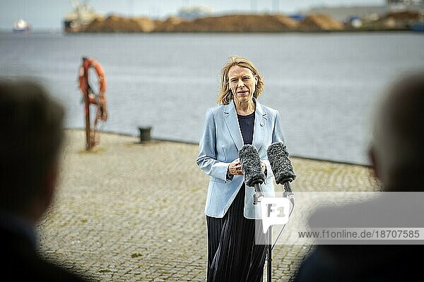 Anniken Huitfeldt  Außenministerin von Norwegen  aufgenommen während eines Doorsteps im Rahmen des Treffens der Aussenministerinnen und Außenminister des Ostseerates in Wismar  02.06.2023.  Wismar  Deutschland  Europa