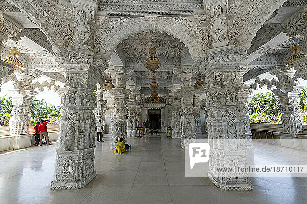 Marble built Dharamshala Manilaxmi Tirth Jain temple  Gujarat  India  Asia