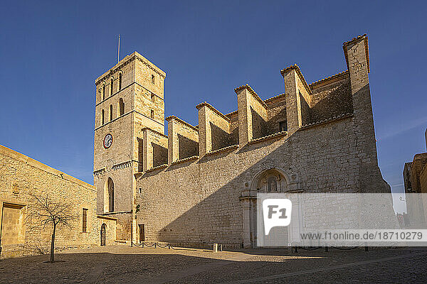 View of Cathedral  UNESCO World Heritage Site  Ibiza Town  Eivissa  Balearic Islands  Spain  Mediterranean  Europe