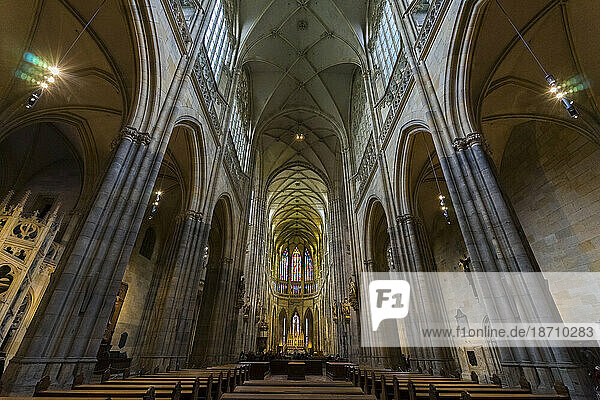 Interior of St. Vitus Cathedral  Prague  Bohemia  Czech Republic (Czechia)  Europe