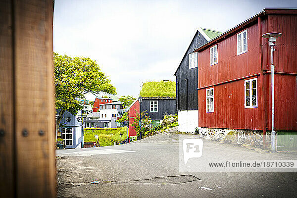 Multicolored houses in Torshavn  Streymoy Island  Faroe Islands  Denmark  Europe