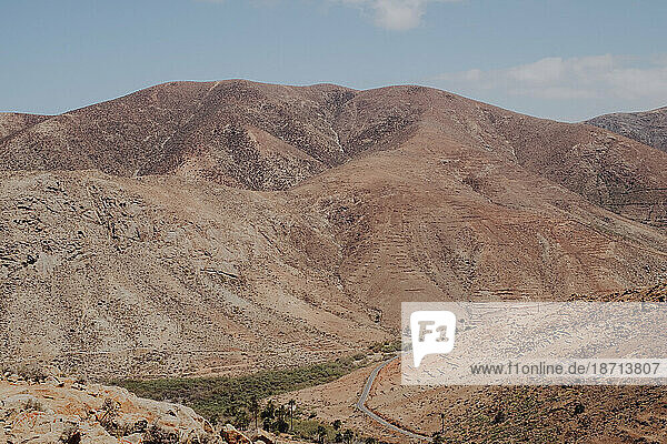 Desert landscape with road in Fuerteventura