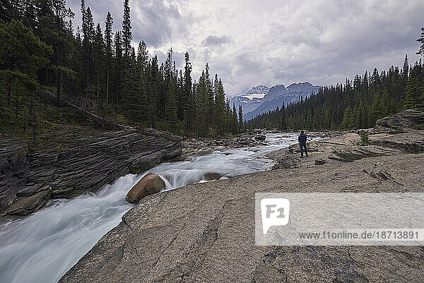 The Mistaya River flows through Mistaya Canyon in Banff National Park  Alberta Canada