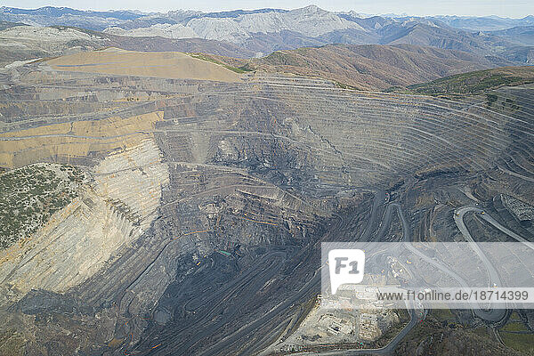 Open Pit Coal mine from aerial view
