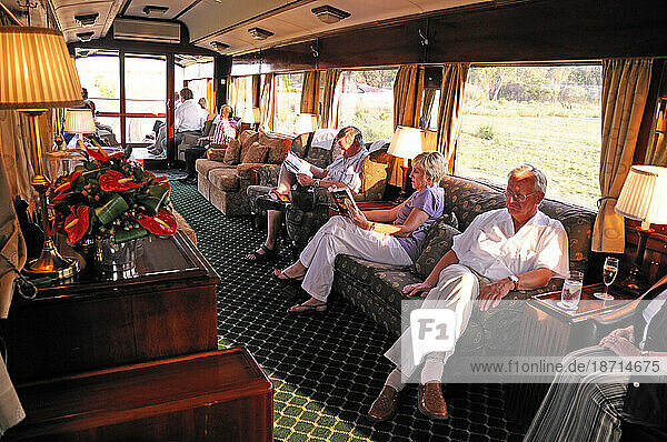 Passengers on the Rovos Rail  Train  from Pretoria to Victoria Falls  Gauteng  South Africa
