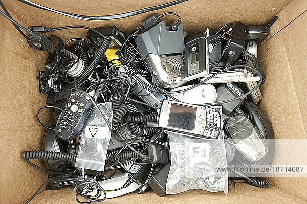 Recycling of old cell phones.