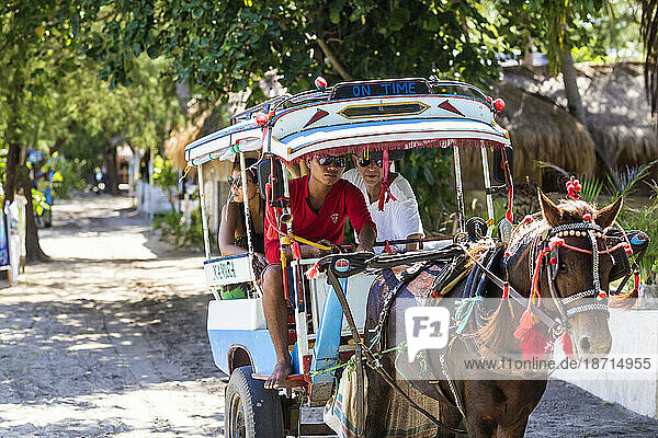 Eco transport on tropical islands Gili Indonesia