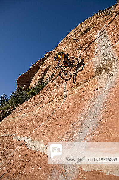 Man mountain biking  Sedona  Arizona.