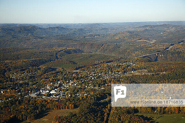 Aerial view of the town of Fayetteville  WV.