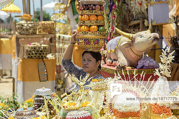 Woman at temple  Karangasem  Bali  Indonesia
