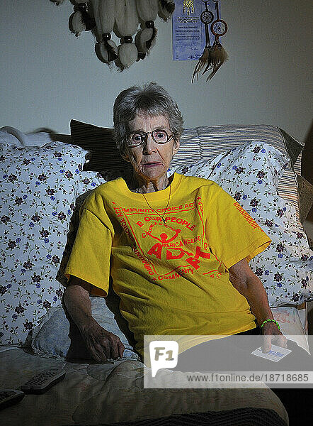 Portrait of older woman inside her apartment in Easton  PA.