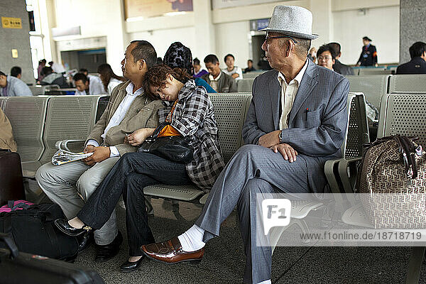 Waiting room at train station in Urumqi  Xinjiang  China.
