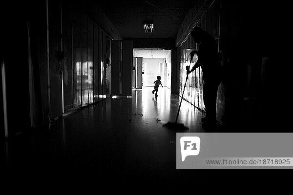 A child plays in the hallway inside a prison in Mexico  D.F.