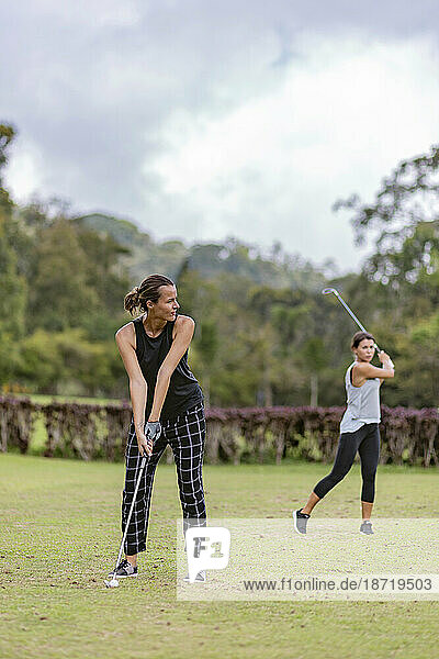 Women playing golf  Bedugul  Bali  Indonesia