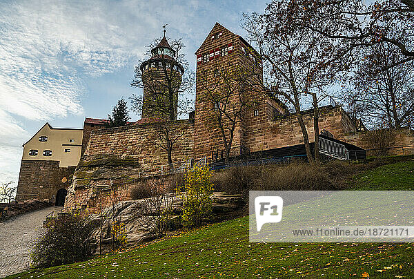 low angle view of the Kaiserburg castle in Nuremberg