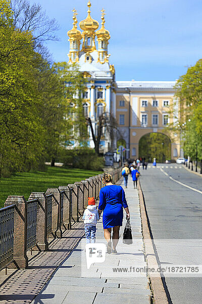 Street near Catherine Palace  Pushkin  St. Petersburg  Russia