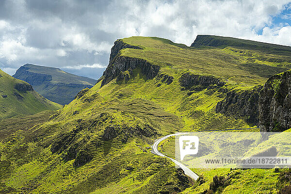 Mountain road on Quiraing  Isle of Skye  Scotland  United Kingdom