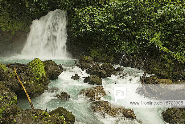 View of a waterfall in La Fortuna  Costa Rica.