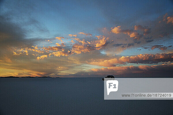 Colorful Sunset Over The Uyuni Salt Flat