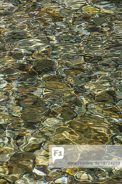 Abstract water reflections on crystal clear atlantic rainforest river