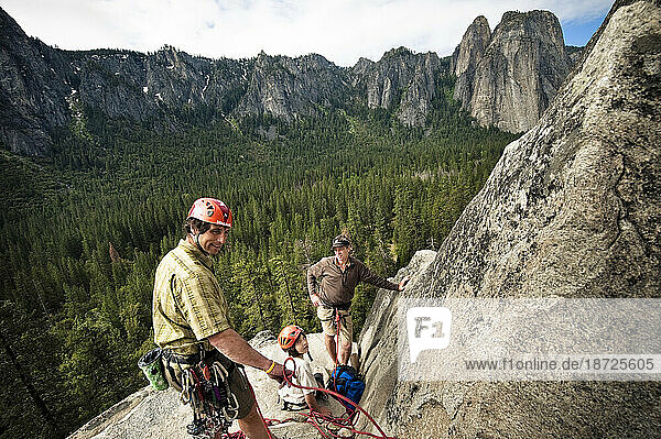 A young boy and two climbers in Yosemite  June 2010.