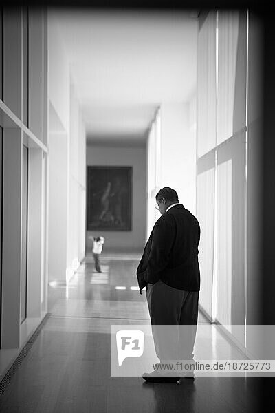 Silhouette of guard in a hallway at the The Getty Center Los Angeles  California.
