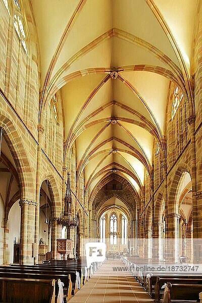 Innenansicht der romanischen St. Peter und Paul Kirche  romanisch  Saint  Wissembourg  Weißenburg  Bas-Rhin  Elsass  Frankreich  Europa