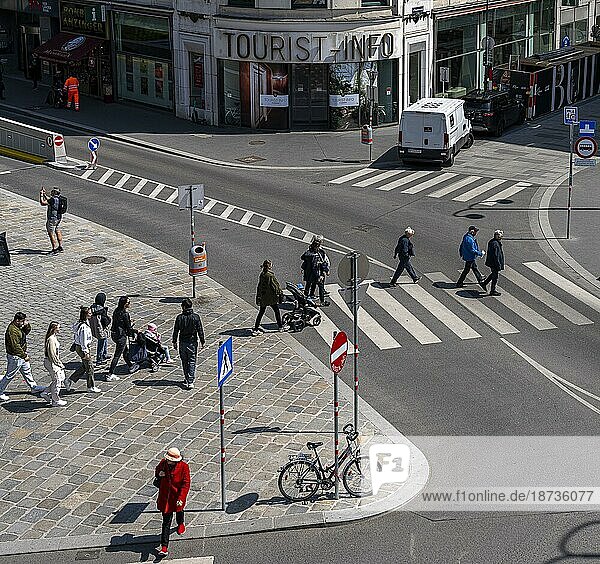 Pedestrian at zebra crossing  Helmut-Zilk-Platz  Vienna  Austria  Europe