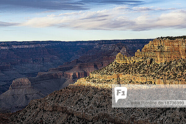 USA  Arizona  Grand Canyon National Park rock formations at sunset
