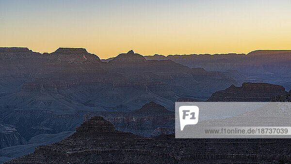 USA  Arizona  Grand Canyon National Park rock formations at sunset