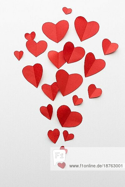 Flach legen Papier Herz Formen valentines Tag