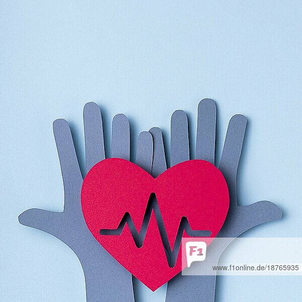 Draufsicht Welt-Herz-Tag Konzept. Auflösung und hohe Qualität schönes Foto
