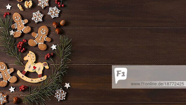 Ansicht von oben Lebkuchen Auswahl für Weihnachten mit Kopierraum. Auflösung und hohe Qualität schönes Foto