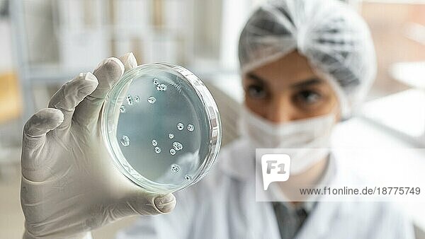 Nahaufnahme unscharf Wissenschaftler hält Petrischale. Auflösung und hohe Qualität schönes Foto